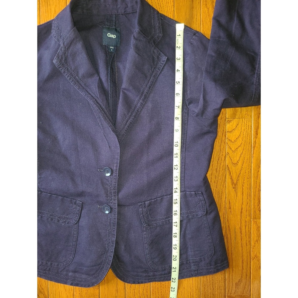 Gap Blazer Womens 6 Navy Blue Linen Blend Notch Lapel 3/4 Sleeve Prep Academic - Picture 3 of 9